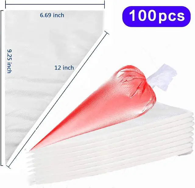 Alt view image 5 of 5 - 100 Pieces Piping Bags Disposable - Tipless Piping Bags | Pastry Bags | Icing Piping Bags | Frosting Bags for Cake Cookies Baking Decorating