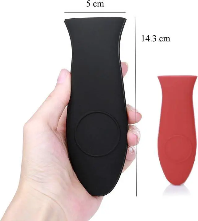 Alt view image 2 of 7 - 4 Packs Silicone Hot Handle Holder Kitchen Heat Resistant Fry Pan Milk Pot Sleeve Grip Handle Cover Potholder for Cast Iron Skillets Griddles Metal & Aluminum Cookware Black & Red