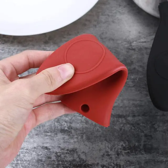 Alt view image 6 of 7 - 4 Packs Silicone Hot Handle Holder Kitchen Heat Resistant Fry Pan Milk Pot Sleeve Grip Handle Cover Potholder for Cast Iron Skillets Griddles Metal & Aluminum Cookware Black & Red