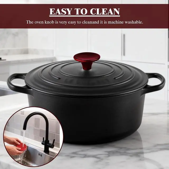 Alt view image 4 of 6 - Stainless Steel Dutch Oven Lid Knob Replacement Handle - Compatible with Le Creuset, Also Fits Aldi, Lodge & Other Enameled Cast Iron Pots,Red