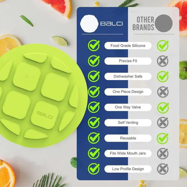 Alt view image 3 of 5 - Fermentation Lids for Wide Mouth Mason Jars - 4 Pack Silicone Lids | One-way waterless airlock valve, BPA-free self-burping silicone lids. Includes 4 colors: Blue, Red, Green & Purple.