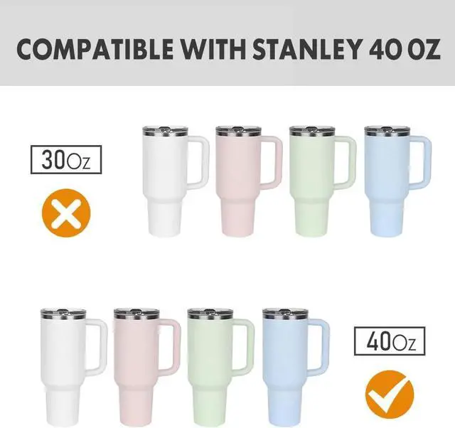 Alt view image 4 of 7 - 40 oz Stronghold Tumbler Lid Replacement/Compatible with Stanley Quencher,Spill Proof &Leak-Proof Tumbler Cover for Stanley Cup Accessories