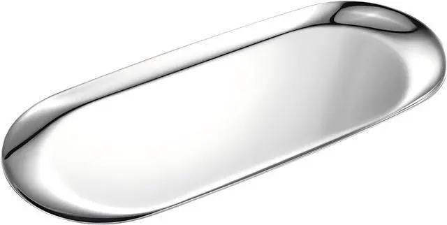 Main image of 9x3.8Inch Silver Oval Stainless Steel Decorative Tray Serving Tray | 9x3.8Inch Silver Oval Stainless Steel Decorative Tray Small Serving Tray for Tea Fruit, Jewelry Plate, Decor Storage Tray