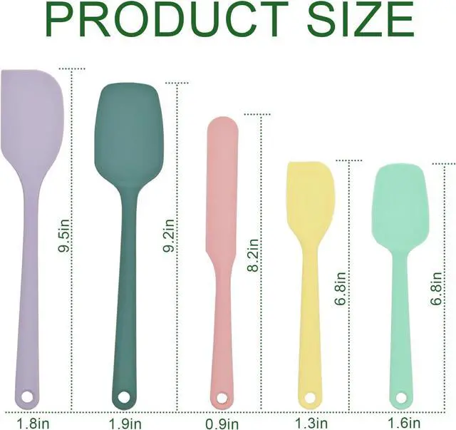 Alt view image 2 of 7 - Silicone Spatula Set of 5, Food Grade Rubber Spatulas for Baking, Scraping, High Temperature Resistant, Safe BPA-Free, Nonstick Kitchen Tools for Cooking and Mixing