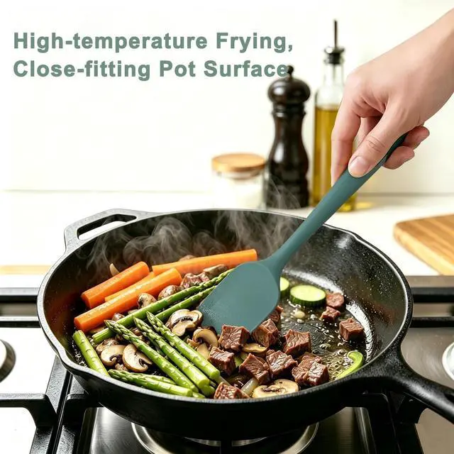 Alt view image 3 of 7 - Silicone Spatula Set of 5, Food Grade Rubber Spatulas for Baking, Scraping, High Temperature Resistant, Safe BPA-Free, Nonstick Kitchen Tools for Cooking and Mixing