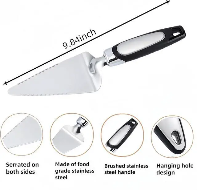 Alt view image 2 of 7 - Pie Server Spatula,Stainless Steel Cake Cutter,Pie Slicer,Pizza Server | Both Sides are Serrated, Necessary Kitchen Tools, Black