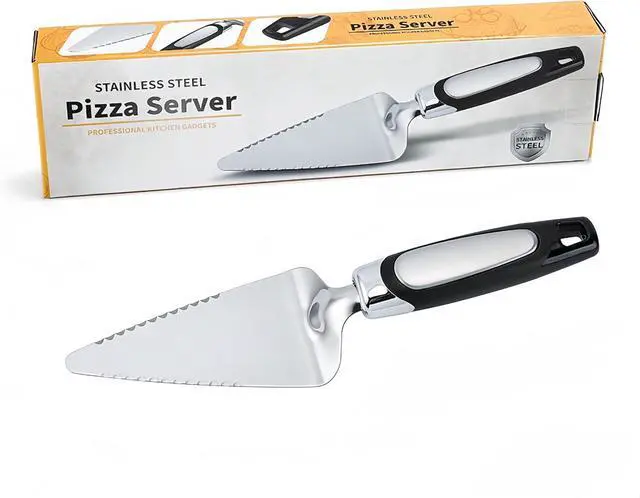 Alt view image 7 of 7 - Pie Server Spatula,Stainless Steel Cake Cutter,Pie Slicer,Pizza Server | Both Sides are Serrated, Necessary Kitchen Tools, Black