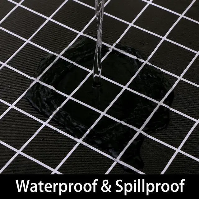 Alt view image 3 of 7 - Fitted Table Cover, Flannel Backed Vinyl Tablecloth, 30"x72" | Waterproof Elastic Rectangle Tablecloth, Wipeable Plastic Table Cover for Picnic, Camping, Outdoor, Black