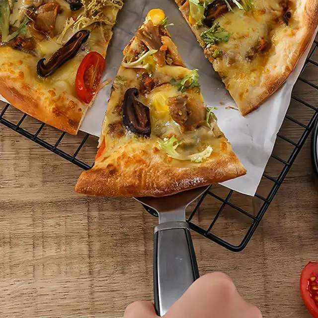 Alt view image 4 of 7 - Pie Server Spatula,Stainless Steel Cake Cutter,Pie Slicer,Pizza Server | Both Sides are Serrated, Necessary Kitchen Tools, Black