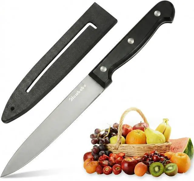 Main image of 5 Inch Paring Knife with Sheath, Ultra Sharp Stainless Steel Utility Knife with Triple Rivet Ergonomic Handle, 4oz Lightweight Small Kitchen Knife for Fruits And Vegetables Peeling & Slicing