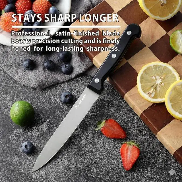 Alt view image 5 of 7 - 5 Inch Paring Knife with Sheath, Ultra Sharp Stainless Steel Utility Knife with Triple Rivet Ergonomic Handle, 4oz Lightweight Small Kitchen Knife for Fruits And Vegetables Peeling & Slicing