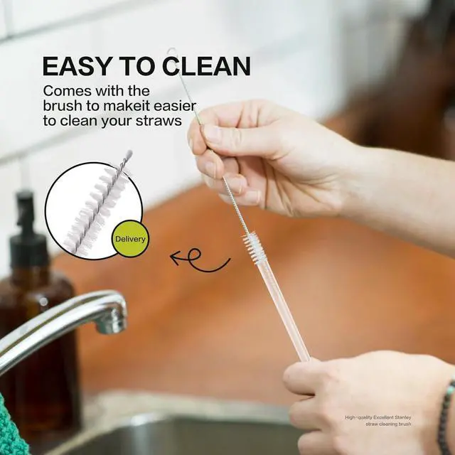 Alt view image 4 of 6 - Replacement Straws Fit for Hydrojug traveler 32 oz, Reusable Plastic,Set of 5 Reusable Straws with 1 Cleaning Brushes (32oz)
