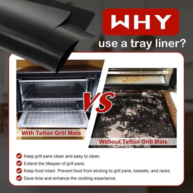 Alt view image 3 of 7 - 5pcs Teflon Air Fryer Liner for Gourmia 25QT GTF7460 Toaster Oven Air Fryer Combo, Reusable Nonstick Oven Mat, Heat Resistant Air Fryer Sheets Compatible with Gourmia French Door Air Fryer Accessories