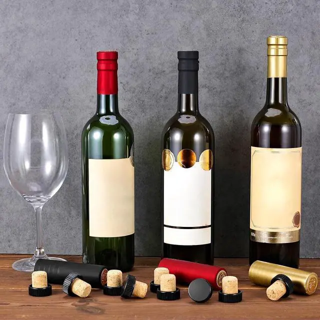 Alt view image 4 of 4 - 30 Pcs Wine Sealer for Wine Bottles - Bottle Sealer for Cruise, Plastic Heat Shrink Cap & Wood Cork Stopper with Plastic Top