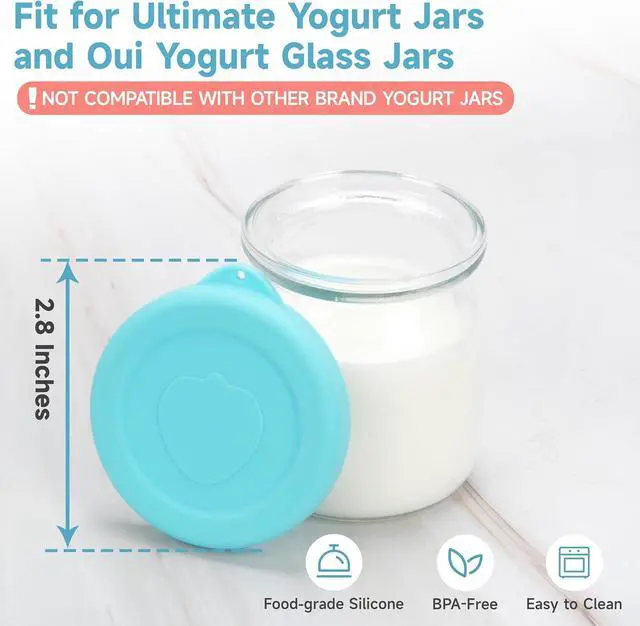 Alt view image 2 of 7 - Ultimate Yogurt Jar Lids Silicone, 8PCs Replacement Lids for Ultimate 6oz Glass Jars, Jar Covers, Ultimate Yogurt Maker Lids, Perfect for Yogurt, Oatmeal, Pudding, Dishwasher Safe(Jars NOT Included)