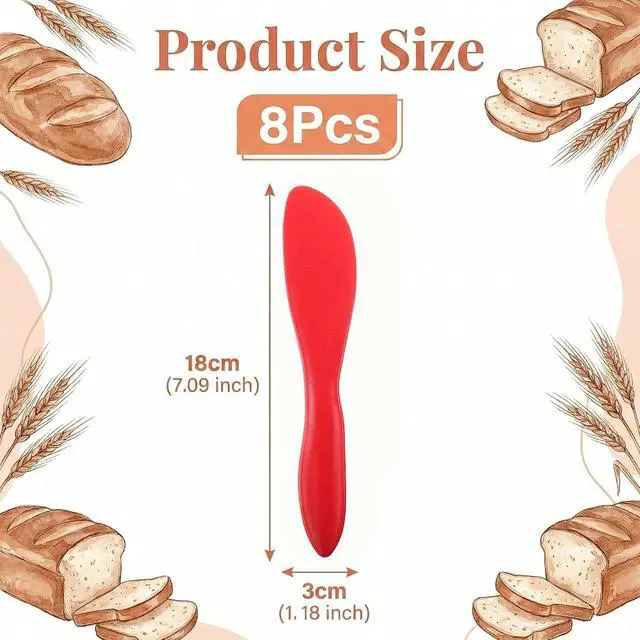 Alt view image 2 of 7 - 8Pcs Colorful Plastic Butter Knife Spreader, Multi Purpose Butter Knives Cheese Spreader Frosting Knives