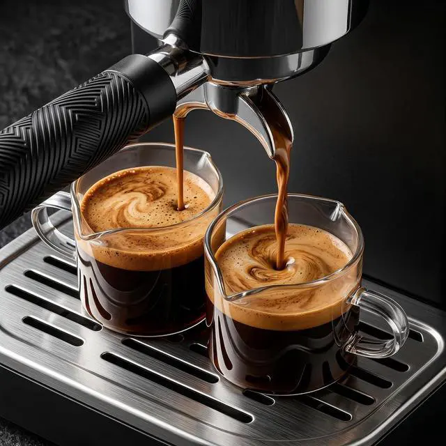Main image of Farielyn-X® 5 OZ Espresso Cups Set of 2, Double Spouts Cups, Shot Glasses, Milk Cup with Handle, Clear Glass, Espresso Accessories for Making Coffee Desserts Salad Dressing Machine