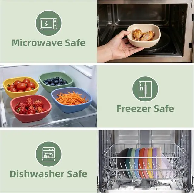 Alt view image 7 of 7 - Set of 10 Small Plastic Bowls, 4.5 Ounce, Wheat Straw Material, Unbreakable Multi-Color Dipper Cups for Dessert Tomato Sauce