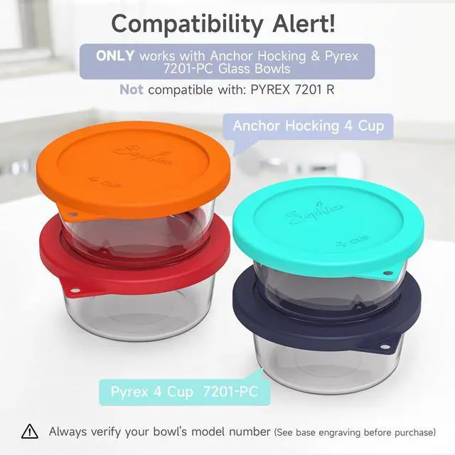 Alt view image 2 of 7 - SOPHICO 4 Cup Silicone Lids Replacement for Pyrex & Anchor Hocking 7201-PC | Food Grade Silicone, LeakproofAirtight Lids, Dishwasher Microwave Safe(2 pack)
