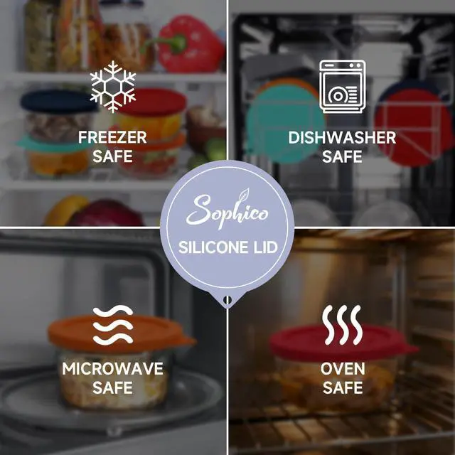 Alt view image 5 of 7 - SOPHICO 4 Cup Silicone Lids Replacement for Pyrex & Anchor Hocking 7201-PC | Food Grade Silicone, LeakproofAirtight Lids, Dishwasher Microwave Safe(2 pack)