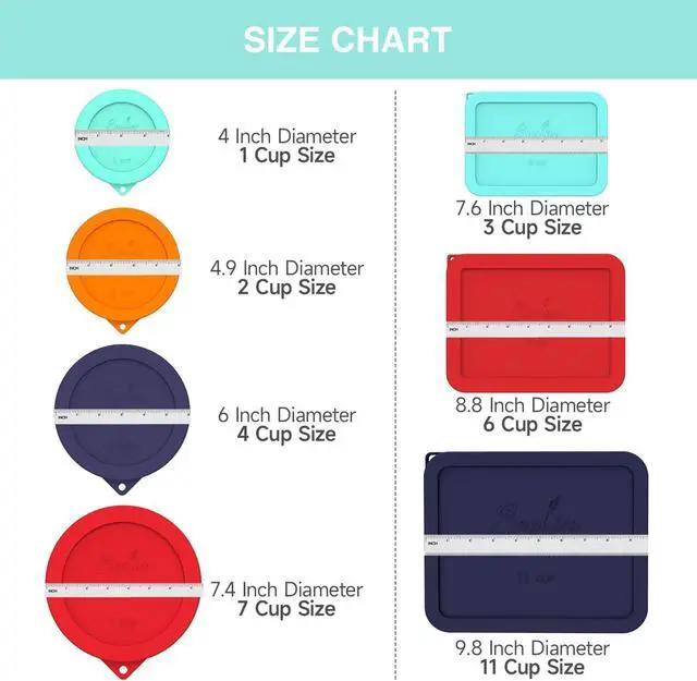 Alt view image 7 of 7 - SOPHICO 4 Cup Silicone Lids Replacement for Pyrex & Anchor Hocking 7201-PC | Food Grade Silicone, LeakproofAirtight Lids, Dishwasher Microwave Safe(2 pack)
