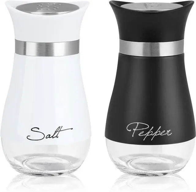 Main image of Accmor Salt and Pepper Shakers Set, 4 oz Stainless Steel Salt Pepper Shaker Containers with Glass Bottom for Kitchen Cooking, BBQ, Bar, Table, RV, Camp