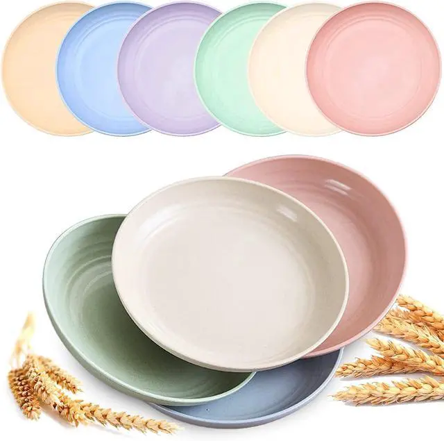 Main image of Mfacoy 6 PACK Unbreakable Dinner Plates, 6.9 Inch Wheat Straw Plates, Reusable Deep Plastic Plate, Lightweight Salad Plates for Camping/Kitchen, Dishwasher & Microwave Safe, Kids-toddler & Adult