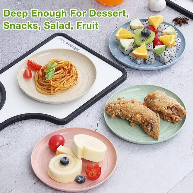 Alt view image 3 of 7 - Mfacoy 6 PACK Unbreakable Dinner Plates, 6.9 Inch Wheat Straw Plates, Reusable Deep Plastic Plate, Lightweight Salad Plates for Camping/Kitchen, Dishwasher & Microwave Safe, Kids-toddler & Adult