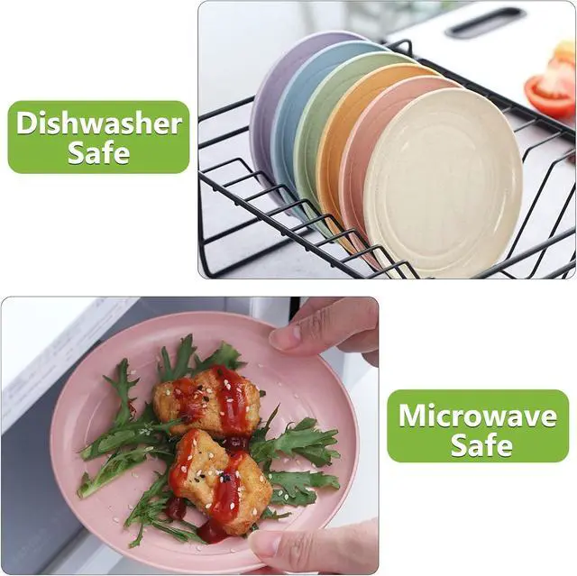 Alt view image 4 of 7 - Mfacoy 6 PACK Unbreakable Dinner Plates, 6.9 Inch Wheat Straw Plates, Reusable Deep Plastic Plate, Lightweight Salad Plates for Camping/Kitchen, Dishwasher & Microwave Safe, Kids-toddler & Adult