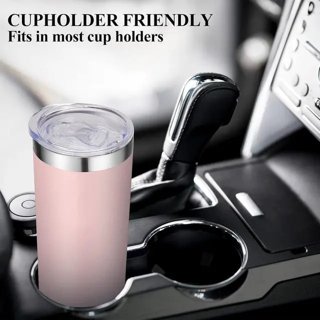 Alt view image 6 of 7 - VEGOND Stainless Steel Skinny Tumbler, 20 oz Vacuum Insulated Tumbler with Lid and Straw, Double Wall Coffee Cup, Travel Mug for Cold Hot Drinks, Light Pink 1 Pack