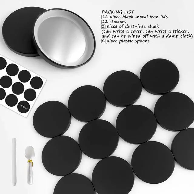 Alt view image 2 of 6 - Oui Yogurt Jar Lids metal - 12 Pack Oui Lids Black lids with gasket for Yoplait Yogurt Container
