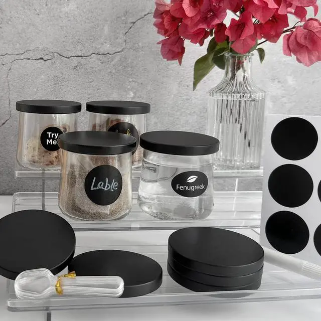 Alt view image 4 of 6 - Oui Yogurt Jar Lids metal - 12 Pack Oui Lids Black lids with gasket for Yoplait Yogurt Container