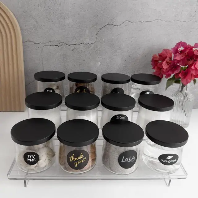 Alt view image 3 of 6 - Oui Yogurt Jar Lids metal - 12 Pack Oui Lids Black lids with gasket for Yoplait Yogurt Container