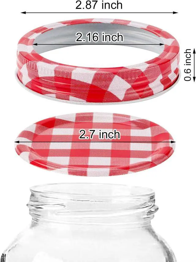 Alt view image 2 of 6 - 48pcs/24Set Regular Mouth Canning Lids Bands Split-Type for Mason Jar | Canning Lids (red and white)