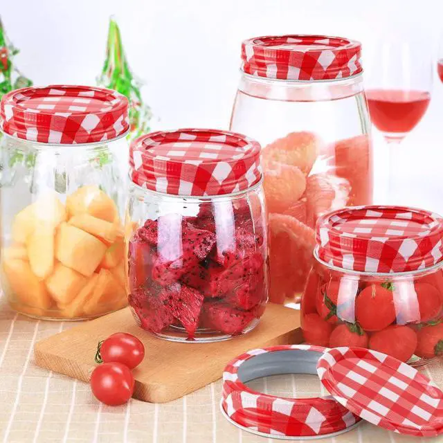 Alt view image 4 of 6 - 48pcs/24Set Regular Mouth Canning Lids Bands Split-Type for Mason Jar | Canning Lids (red and white)
