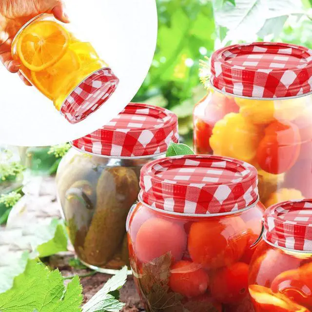 Alt view image 6 of 6 - 48pcs/24Set Regular Mouth Canning Lids Bands Split-Type for Mason Jar | Canning Lids (red and white)