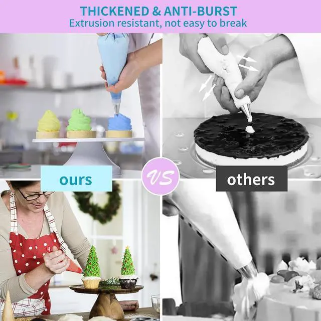 Alt view image 3 of 7 - firstake Disposable Piping Bags 100pcs, 16 Inch Large Pastry Bags for Cake | Burst-Resistant Thickened, Food Grade Clear PE, Non-Slip Grip, Fewer Refills, Tipless for Frosting, Cookies, Royal Icing