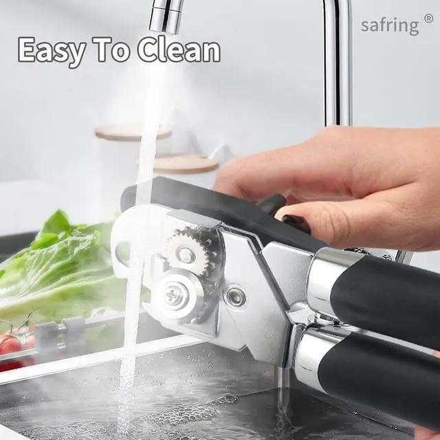 Alt view image 6 of 6 - Safring Can Opener Manual, Handheld Strong Heavy Duty Stainless Steel Can Opener, Comfortable Handle, Sharp Blade Smooth Edge, Can Openers with Multifunctional Bottle Opener