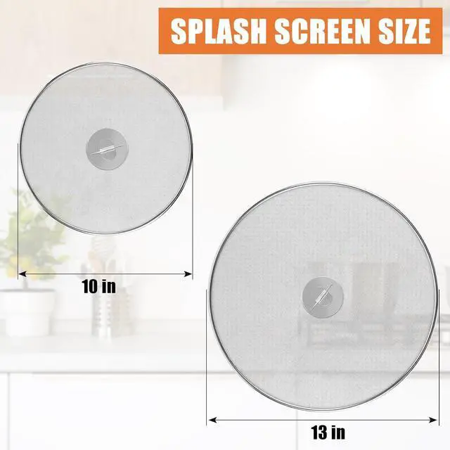 Alt view image 2 of 7 - 2-Pack Splatter Screens for Frying Pan - Stainless Steel Grease Splatter Guard with Foldable Knob, Ultra-Fine Mesh, Rust-Free (10" & 13") - No Oil Mess, No Burns,Ultra Fine Mesh