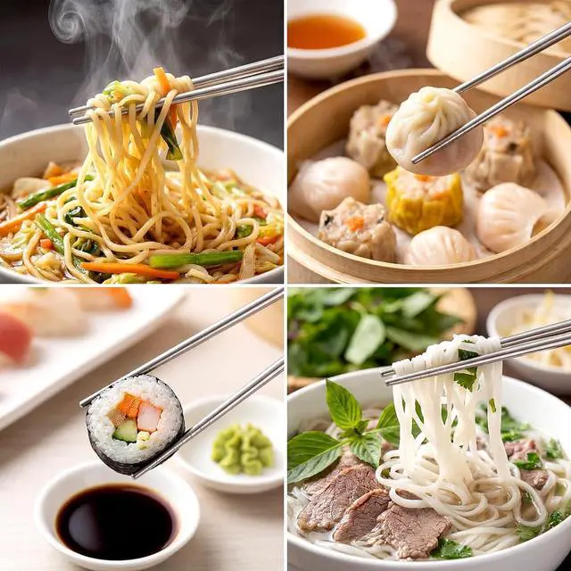 Alt view image 5 of 7 - Stainless Steel Chopsticks, 5 Pairs Silver Reusable Chopsticks Metal Cooking Chopstick Lightweight Non-slip Hollow Chop Sticks for Home Kitchen Travel, Dishwasher Safe