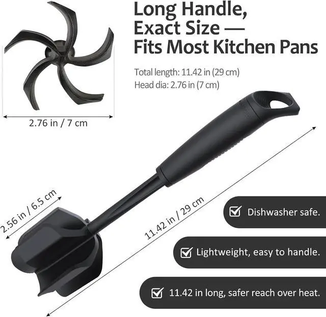 Alt view image 5 of 7 - Ourokhome Meat Chopper and Potato Masher, Heat Resistant Nylon Ground Beef Smasher for Hamburger, 5 Curved Blades Nonstick Mixer & Stirrer, Practical Kitchen Gadgets, Black