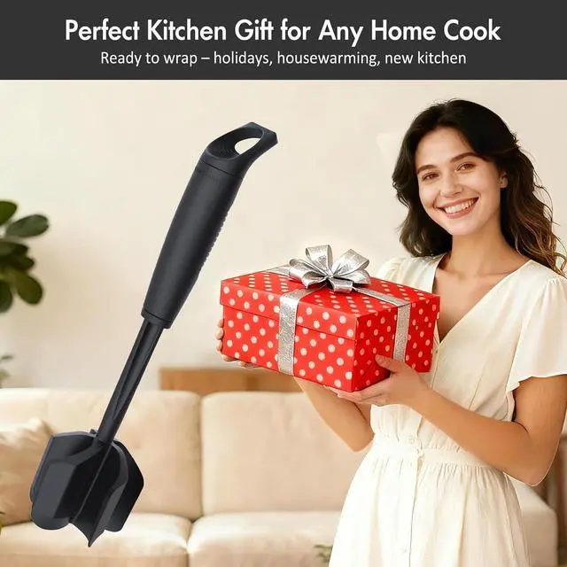 Alt view image 6 of 7 - Ourokhome Meat Chopper and Potato Masher, Heat Resistant Nylon Ground Beef Smasher for Hamburger, 5 Curved Blades Nonstick Mixer & Stirrer, Practical Kitchen Gadgets, Black