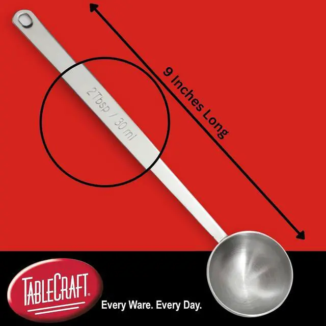 Alt view image 2 of 3 - Tablecraft 2 Tablespoon Coffee Scoop, Stainless Steel, 9 Inch Long Handle Measuring Spoon, 30ml Two Tbsp Capacity, Restaurant, Cafe or Home Use
