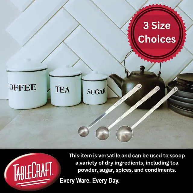 Alt view image 3 of 3 - Tablecraft 2 Tablespoon Coffee Scoop, Stainless Steel, 9 Inch Long Handle Measuring Spoon, 30ml Two Tbsp Capacity, Restaurant, Cafe or Home Use