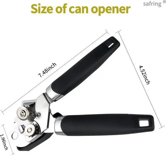 Alt view image 2 of 6 - Safring Can Opener Manual, Handheld Strong Heavy Duty Stainless Steel Can Opener, Comfortable Handle, Sharp Blade Smooth Edge, Can Openers with Multifunctional Bottle Opener