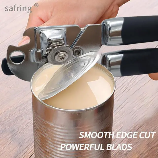 Alt view image 4 of 6 - Safring Can Opener Manual, Handheld Strong Heavy Duty Stainless Steel Can Opener, Comfortable Handle, Sharp Blade Smooth Edge, Can Openers with Multifunctional Bottle Opener