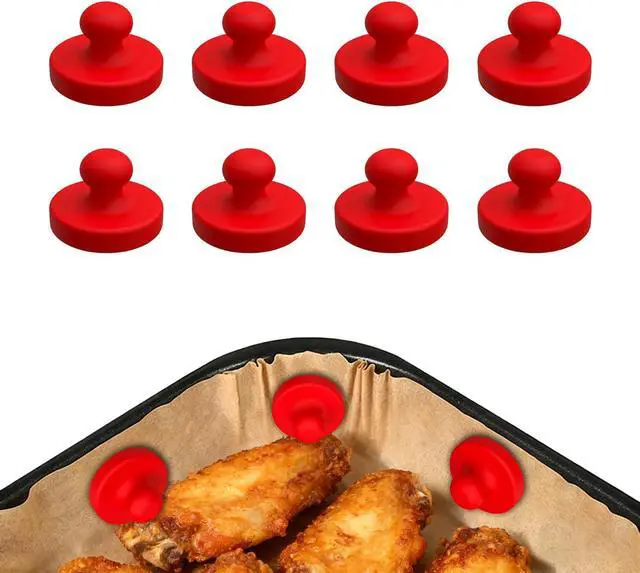 Main image of Air Fryer Magnets for Parchment Paper, 8PCS Strong Magnetic Silicone Clips to Secure Liners & Prevent Burning, 100% Food-Safe BPA Free, Waterproof & Heat-Resistant (0.86 inch, (Red)