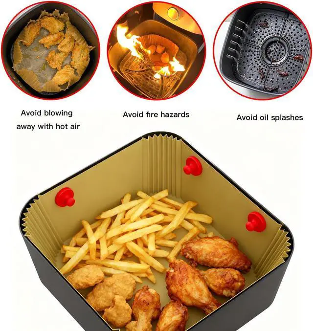 Alt view image 5 of 7 - Air Fryer Magnets for Parchment Paper, 8PCS Strong Magnetic Silicone Clips to Secure Liners & Prevent Burning, 100% Food-Safe BPA Free, Waterproof & Heat-Resistant (0.86 inch, (Red)