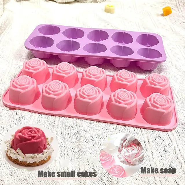 Alt view image 4 of 7 - 2Packs Silicone Valentine Chocolate Molds 10-Cavity Rose-Shaped | Reusable Candy Mold for Truffles, Ice Cubes, Oskrieel Soap - Heat Resistant (-40°F to 446°F)