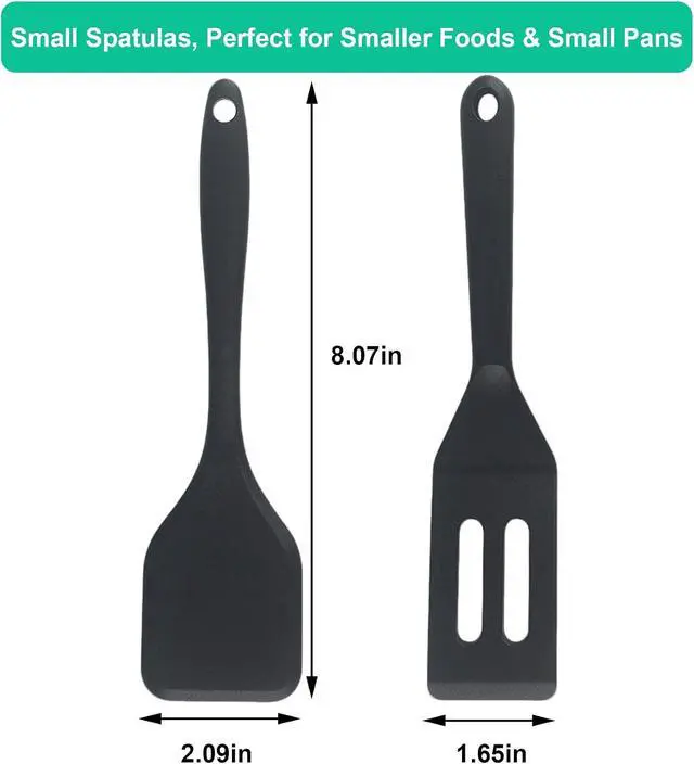 Alt view image 3 of 6 - Small Silicone Spatula Set, Mini Spatulas for Baking, Cooking, Serving | Heat resistant to 446°F, thin narrow spatulas for kitchen use safe for non stick frying pans, great for cookies & brownies